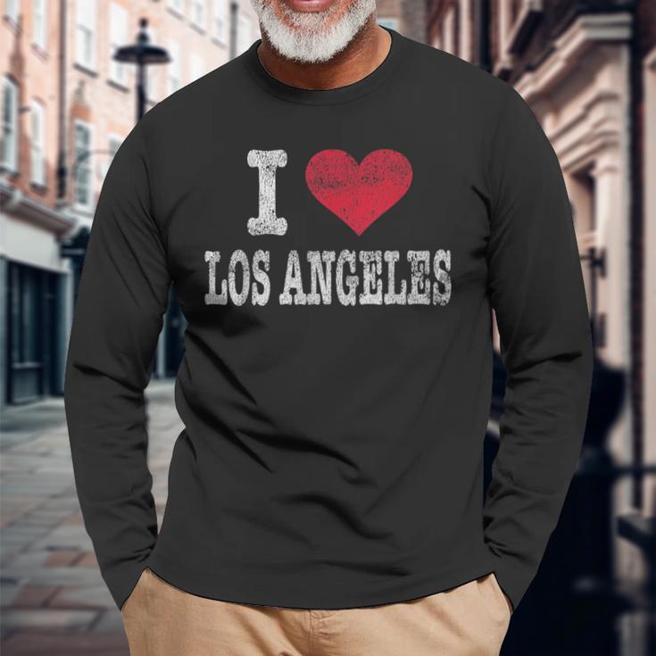 Distressed Retro I Love Los Angeles Souvenir Long Sleeve T-Shirt Gifts for Old Men