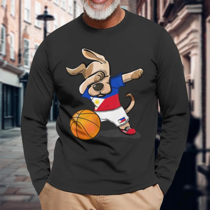 Dog Dabbing Basketball Philippines Jersey Sport Lover Langarmshirts Geschenke für alte Männer