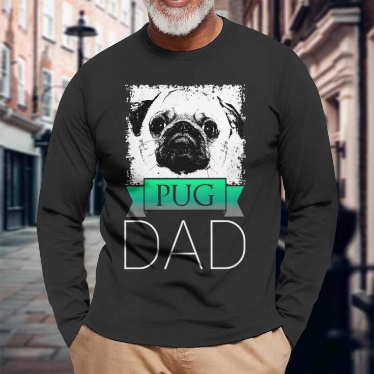 Dog Dad Pug Hunde Mops Papa Langarmshirts Geschenke für alte Männer