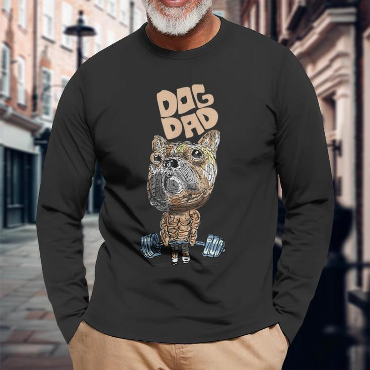 Dog Dad Weightlifting Father's Day Is Strong Pump Poppa Long Sleeve T-Shirt Gifts for Old Men