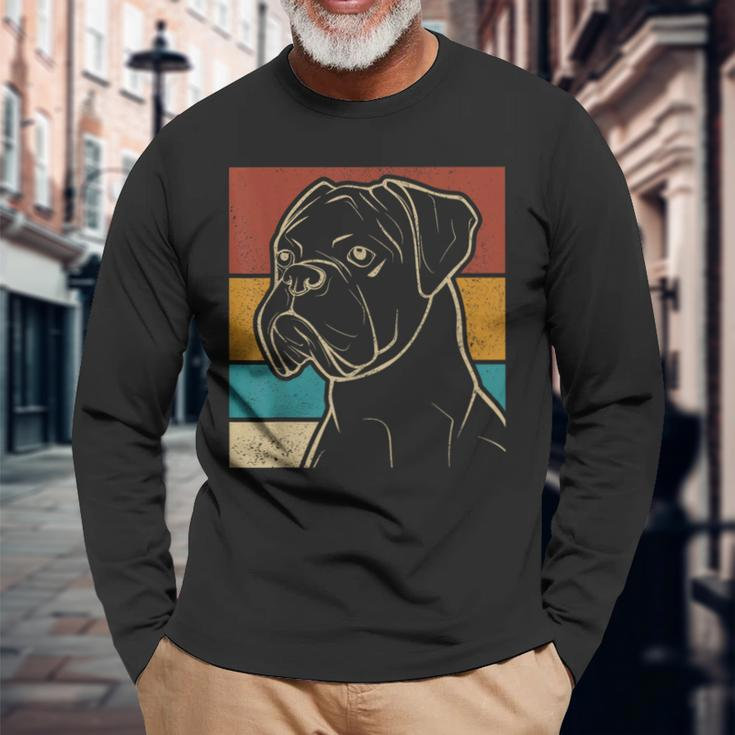 Dog Lover Dog Owner Retro Pet Animal Outfit Vintage Boxer Long Sleeve T-Shirt Gifts for Old Men