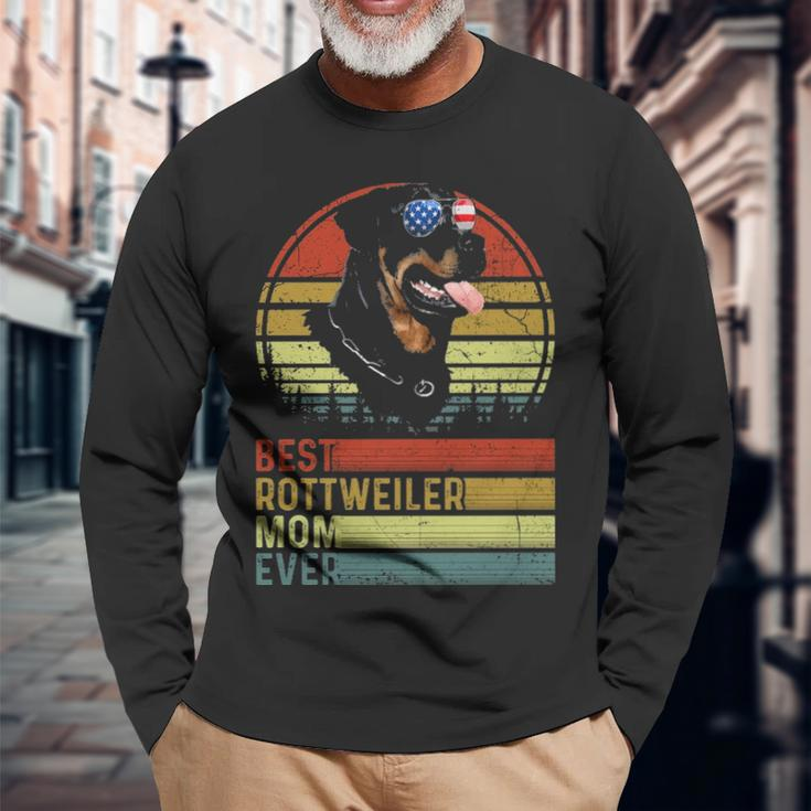 Dog Vintage Best Rottweiler Mom Ever Mother Day Puppy Dog Long Sleeve T-Shirt Gifts for Old Men