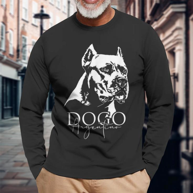 Dogo Argentino Dog Portrait Dog Langarmshirts Geschenke für alte Männer
