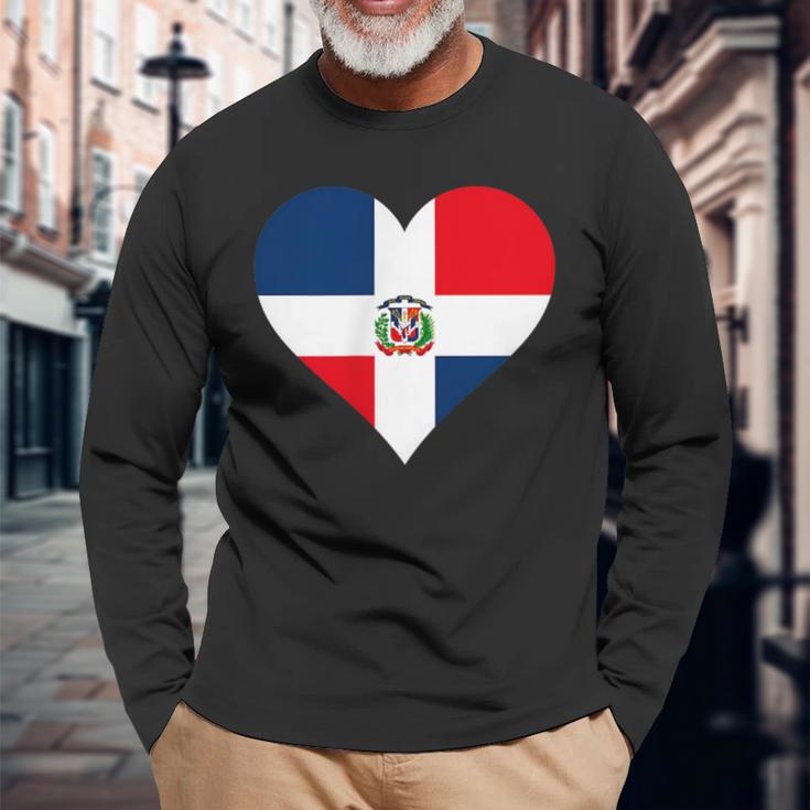 Dominican Republic Flag Heart Dominican Republic Long Sleeve T-Shirt Gifts for Old Men