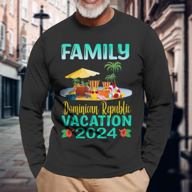 Dominican Republic Vacation 2024 Retro Matching Family Group Long Sleeve T-Shirt Gifts for Old Men