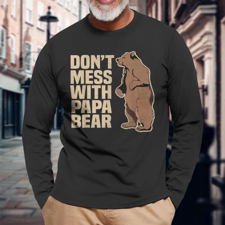 Don't Mess With Papa Bear Family Matching Father's Day Long Sleeve T-Shirt Gifts for Old Men