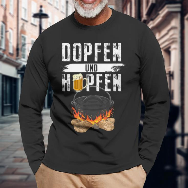 Dopfen & Hopfen Dutch Oven Bbq Langarmshirts Geschenke für alte Männer