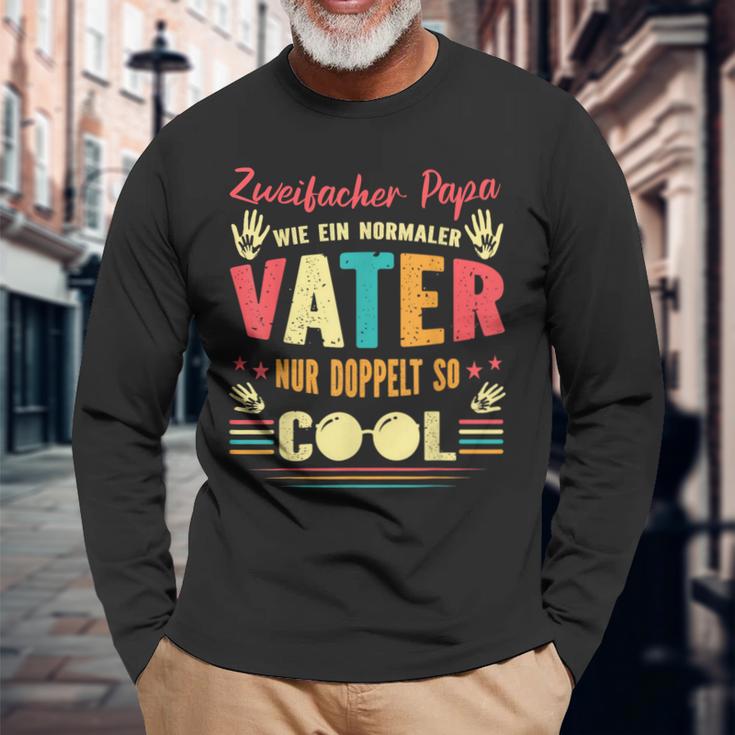 Double Father Hoch 2 Papaon Zwei Kinder Double Papa Langarmshirts Geschenke für alte Männer