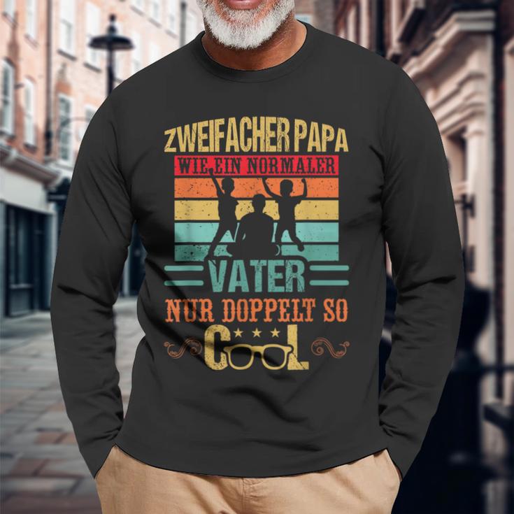 Double Papa Father's Dayon Zwei Kinder Double Father Langarmshirts Geschenke für alte Männer