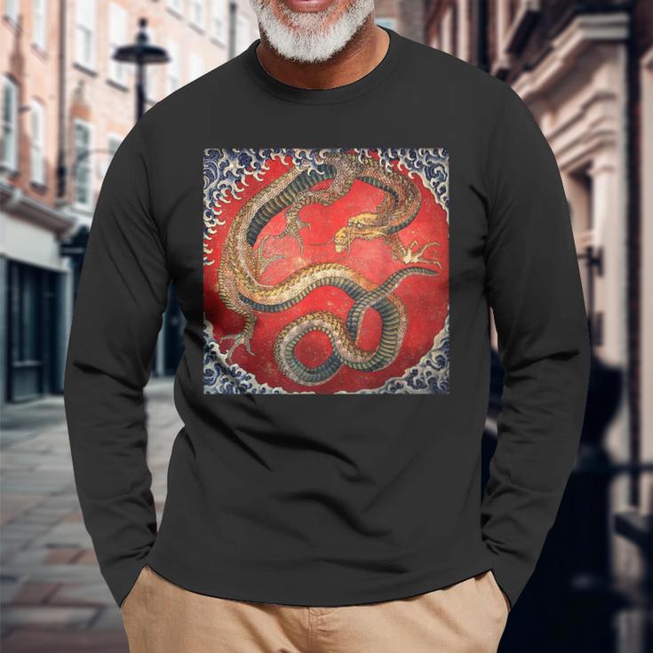 Dragon Of Katsushika Hokusai Langarmshirts Geschenke für alte Männer