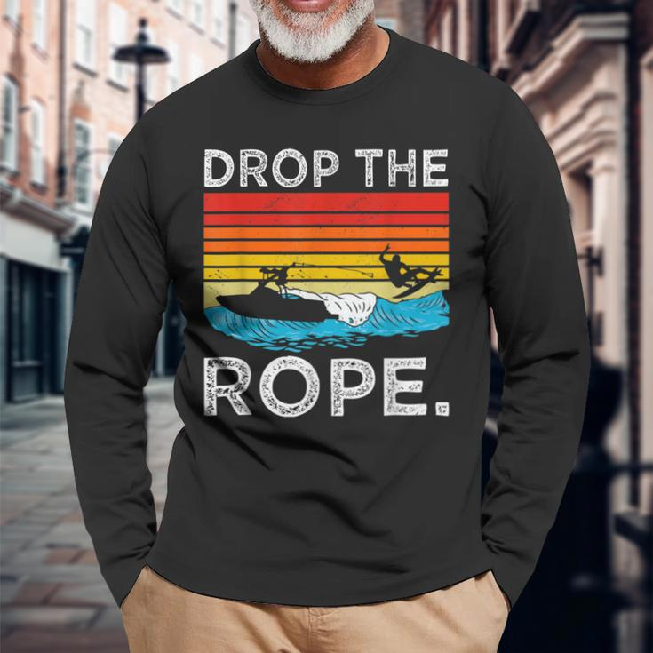 Drop The Rope Surfboarding Surfer Summer Surf Water Sports Long Sleeve T-Shirt Gifts for Old Men
