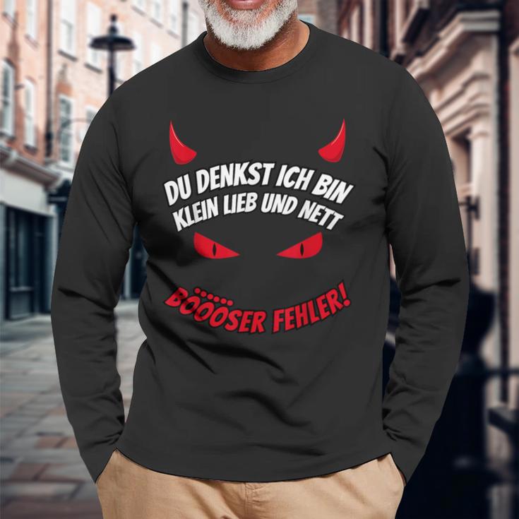 Du Tenkst Ich Bin Klein Lieb & Nett Evil Fehler Devil Horns Langarmshirts Geschenke für alte Männer