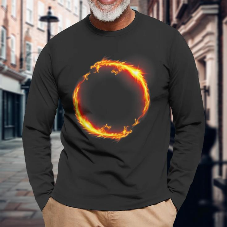 Dueling Dragons Fire Ring Long Sleeve T-Shirt Gifts for Old Men