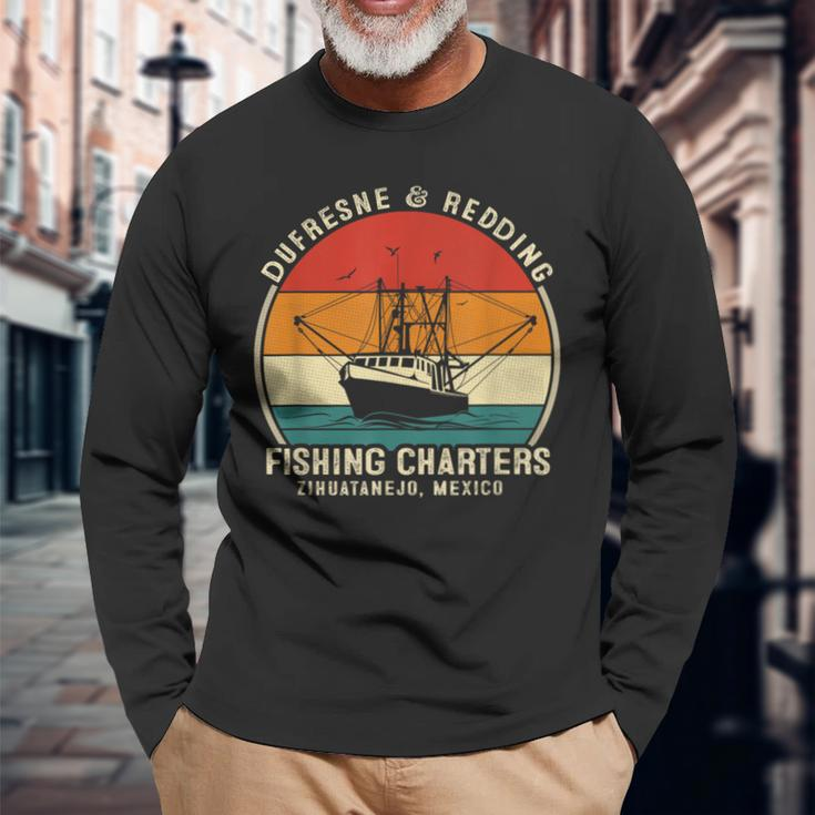 Dufresne And Redding Fishing Charters Vintage Boating Long Sleeve T-Shirt Gifts for Old Men