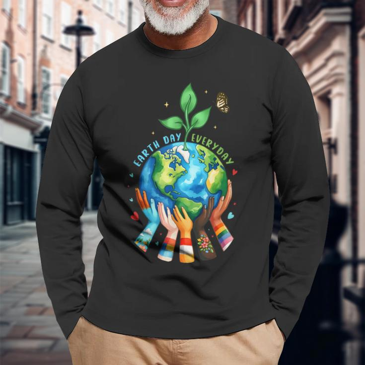 Earth Day 2024 Everyday Protect Environment Save The Planet Long Sleeve T-Shirt Gifts for Old Men