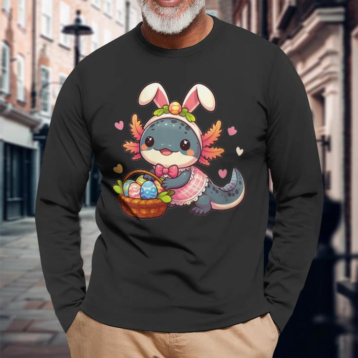 Easter Axolotl Bunny_Ears Eggs Boys And Girls Long Sleeve T-Shirt Gifts for Old Men