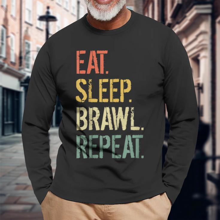 Eat Sleep Brawl Repeat Stars Video Gamer Gaming Long Sleeve T-Shirt Gifts for Old Men