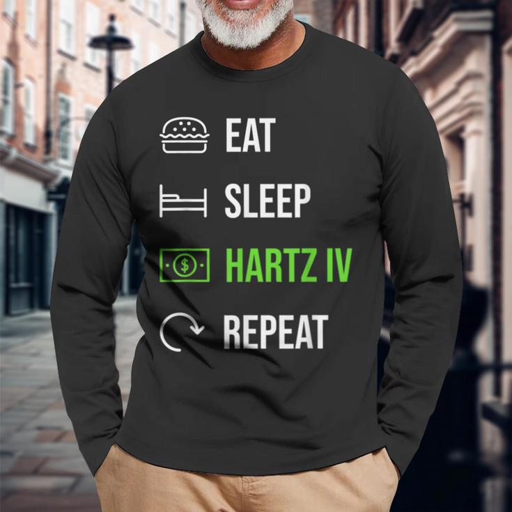 Eat Sleep Hartz 4 Repeat Langarmshirts Geschenke für alte Männer