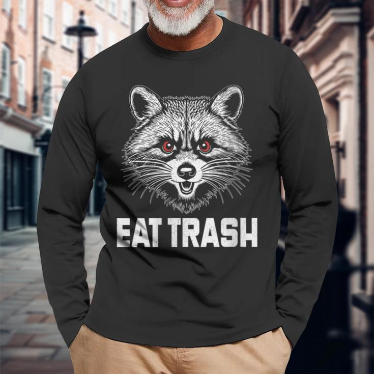 Eat Trash Raccoon Face Angry Raccoon Wild Animal Long Sleeve T-Shirt Gifts for Old Men