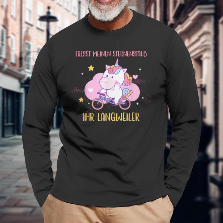 Eats Meinen Sternenstaub Ihr Langweiler Unicorn Bicycle Langarmshirts Geschenke für alte Männer