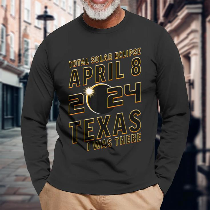EclipseApril 8 2024 Texas I Was There Eclipse Long Sleeve T-Shirt Gifts for Old Men