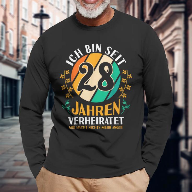 Ehe Nelkenhochzeit 28 Jahreerheiratet Hochzeitstag Langarmshirts Geschenke für alte Männer