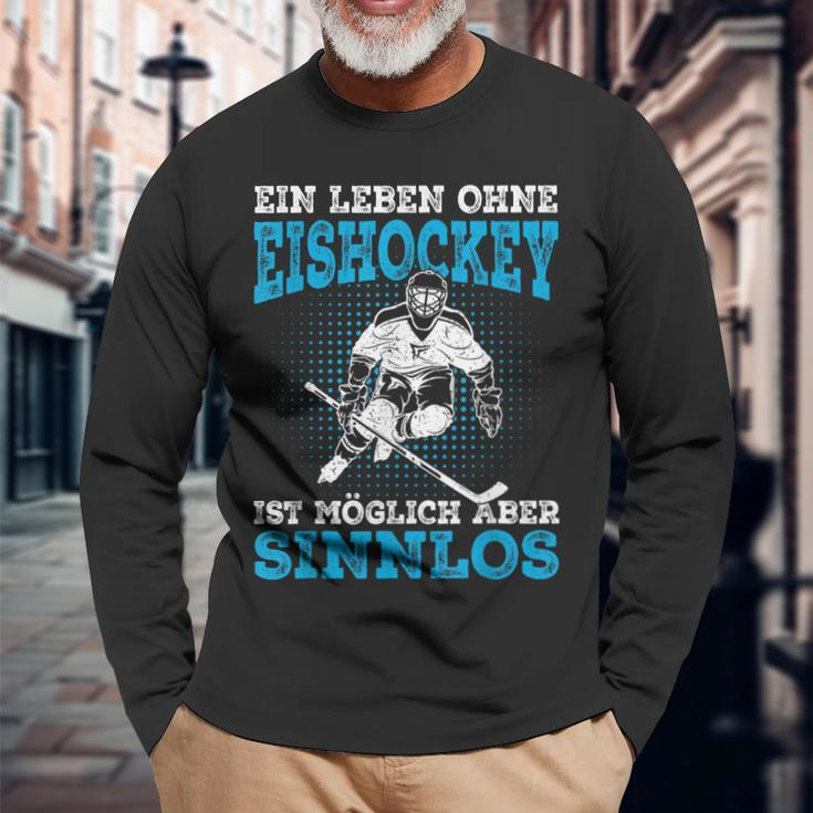 Ein Leben Ohne Eishockey Slogan Ice Hockey Player Langarmshirts Geschenke für alte Männer