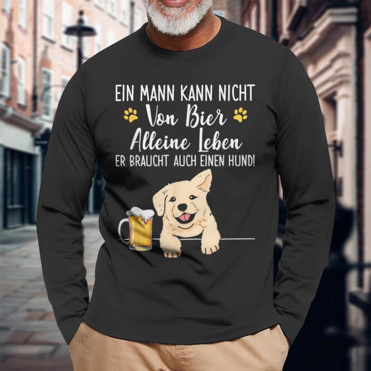 Ein Mann Kann Nichton Bier Alleine Leben Dog Dad Dog Langarmshirts Geschenke für alte Männer