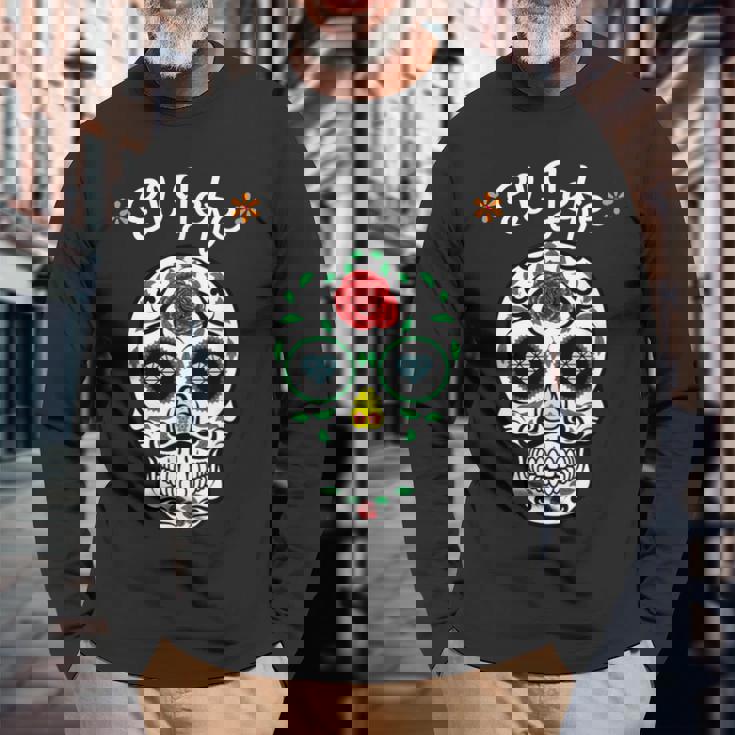 El Jefe Coloré Sucre Calavera Skull Dia De Los Muertos T-shirt à manches longues Cadeaux pour les vieillards