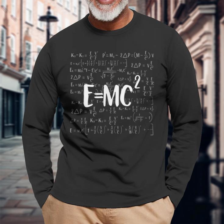 EMc 2 Energy Mass Equation Einstein Dark Langarmshirts Geschenke für alte Männer