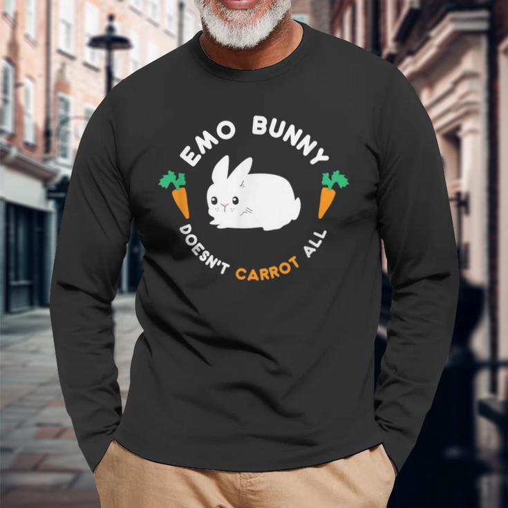 Emo Bunny Doesn't Carrot All Cute Easter Long Sleeve T-Shirt Gifts for Old Men