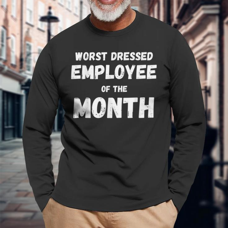 Employee Of The Month Vintage Worst Dressed Long Sleeve T-Shirt Gifts for Old Men