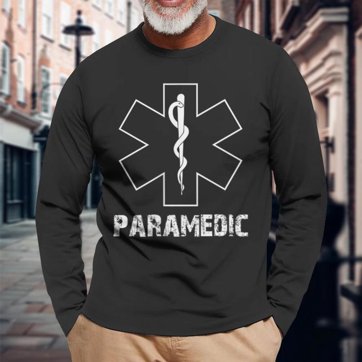 Ems Emt Paramedic Thin Line Emt Ems Patriotic Long Sleeve T-Shirt Gifts for Old Men