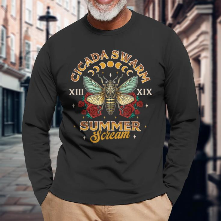 Entomology Cicada Lover 2024 Cicada Swarm Summer Scream Long Sleeve T-Shirt Gifts for Old Men