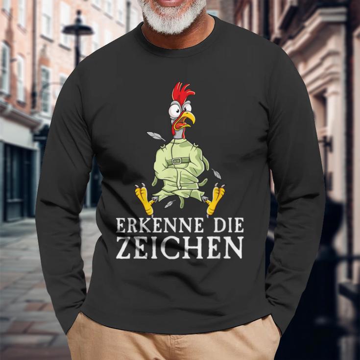 Erkenne Die Signserrückt Angratt Cockerel Langarmshirts Geschenke für alte Männer