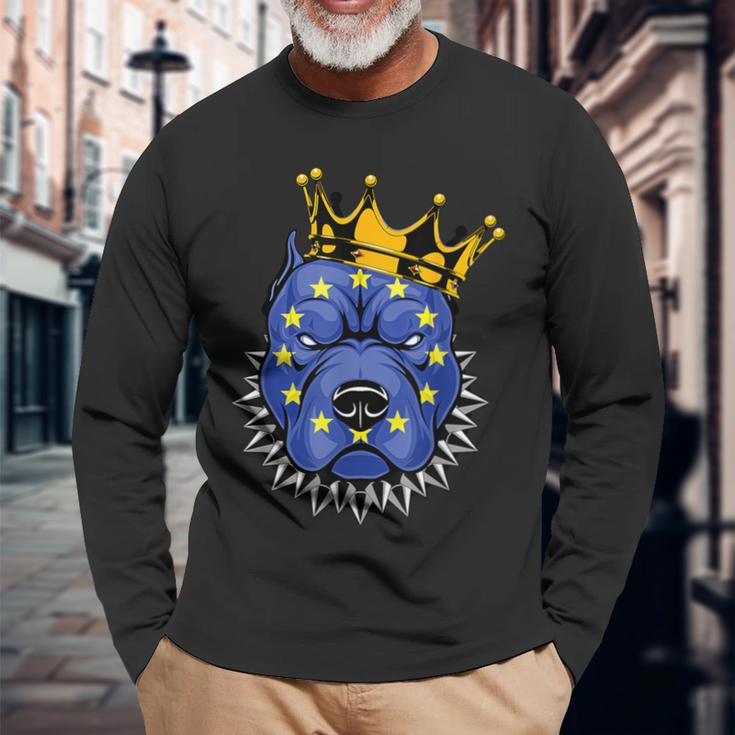 European Union Dog Pride European Union Flag Eu Dna Souvenir Long Sleeve T-Shirt Gifts for Old Men