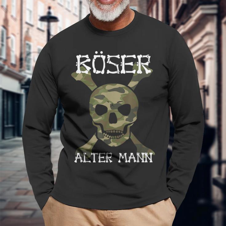 Evil Old Man Skull Camouflage Langarmshirts Geschenke für alte Männer