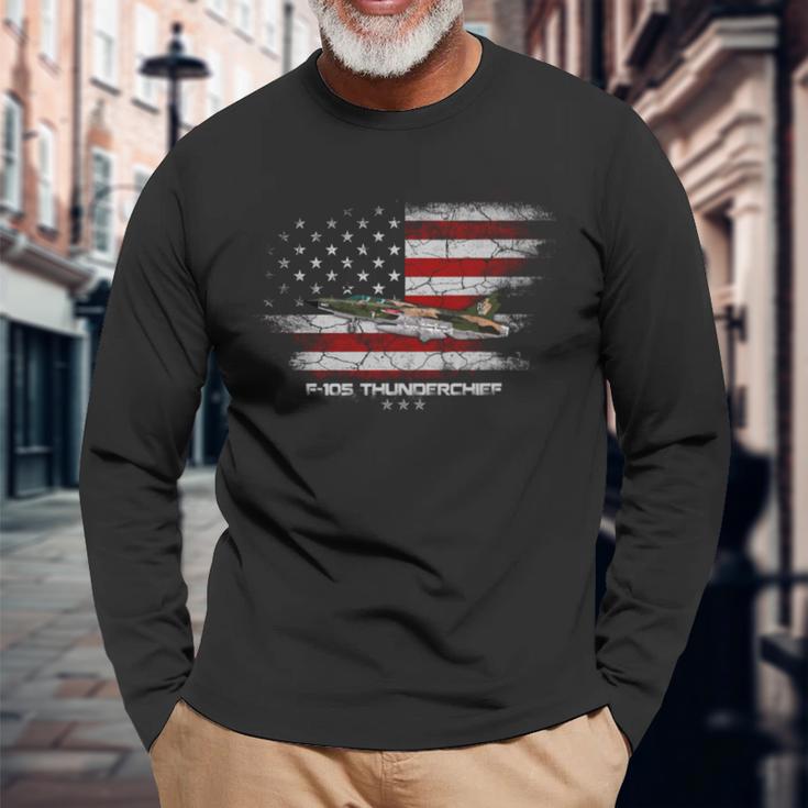 F-105 Thunderchief Aviation Fighter Jet Pilot Veteran Long Sleeve T-Shirt Gifts for Old Men