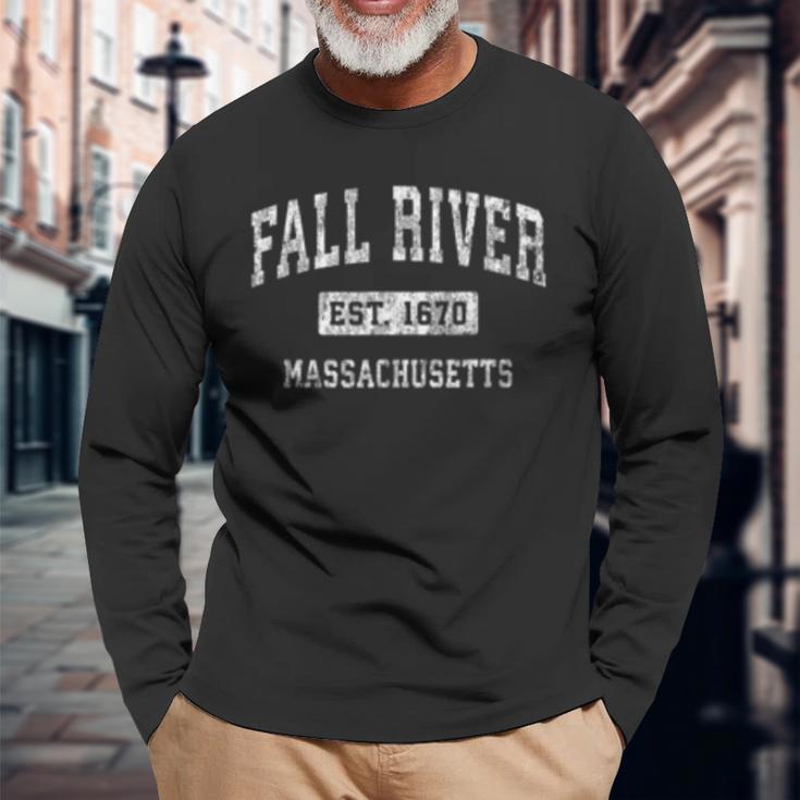 Fall River Massachusetts Ma Vintage Established Sports Long Sleeve T-Shirt Gifts for Old Men