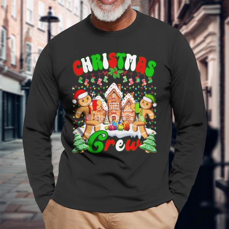 Family Christmas Crew Cookie Gingerbread Xmas Lights Long Sleeve T-Shirt Gifts for Old Men