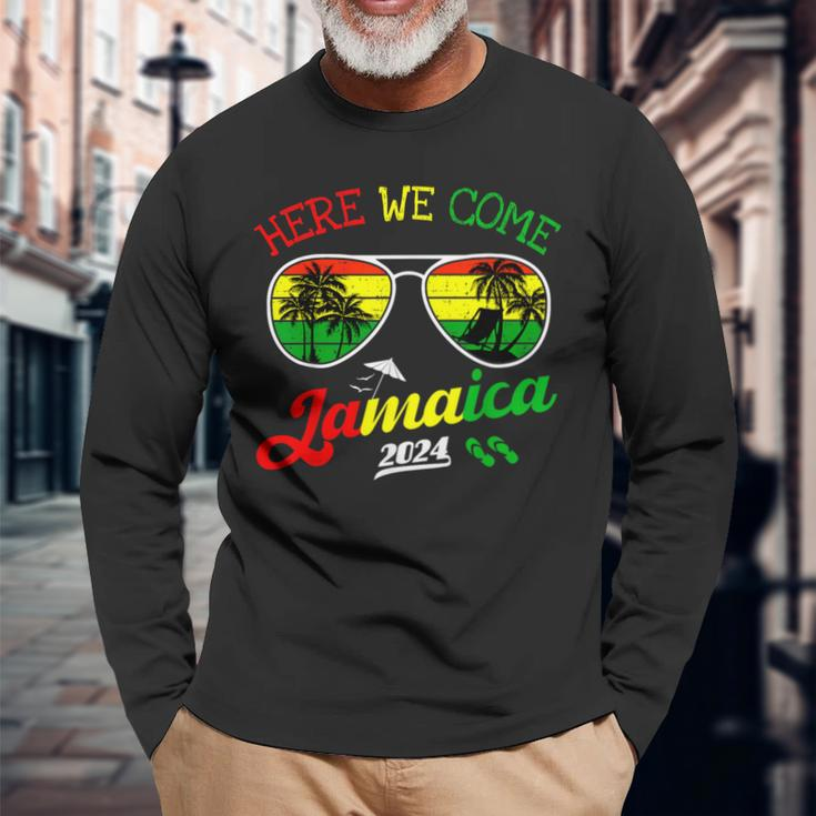 Family Vacation Vacay Girls Trip Jamaica Here We Come 2024 Long Sleeve T-Shirt Gifts for Old Men