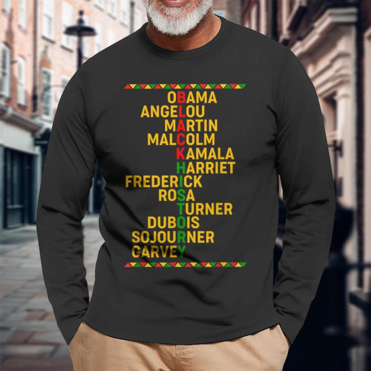 Famous African American Leader Culture Black History Month Long Sleeve T-Shirt Gifts for Old Men