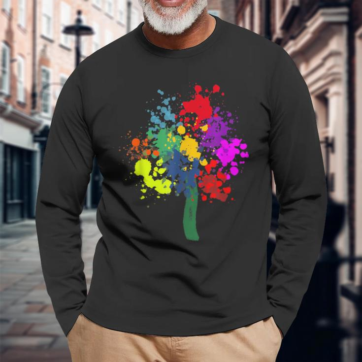 Farbspritzer Lebensbaum Farbsplckse Dress Blocks Paint Splash Langarmshirts Geschenke für alte Männer