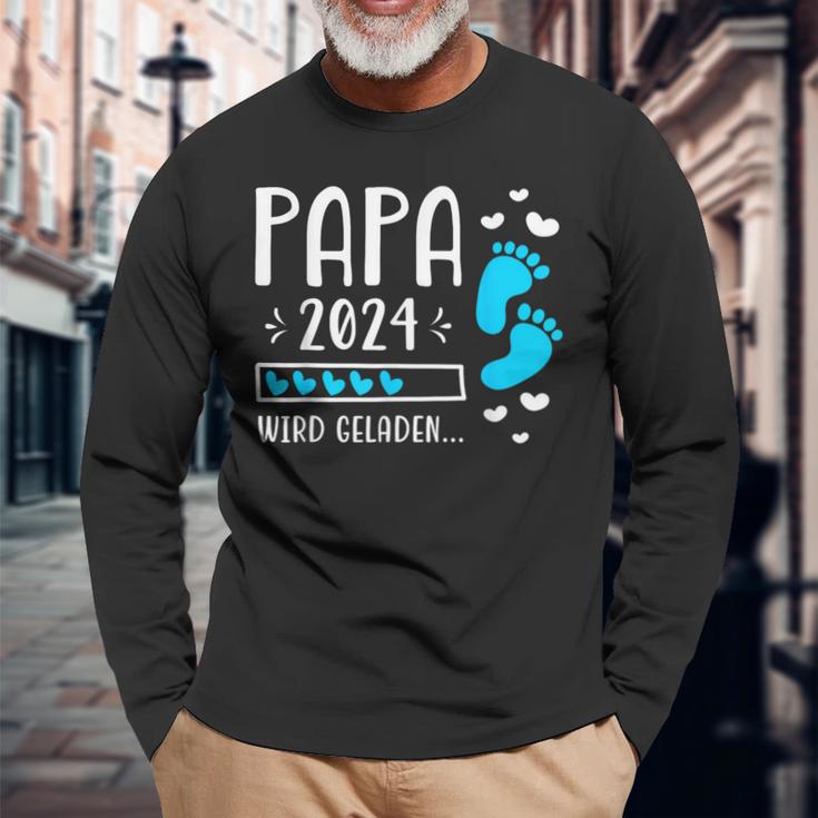 Father 2024 Wird Geladen Papa Loading 2024 Werdender Papa Langarmshirts Geschenke für alte Männer