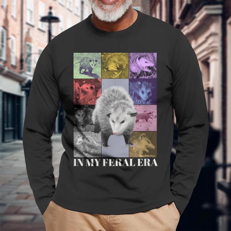 In My Feral Era Awesome Possum Opossum Cringy Meme Long Sleeve T-Shirt Gifts for Old Men