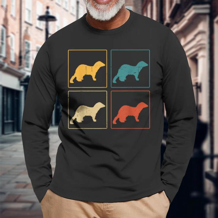 Ferret Lover Retro Weasel Vintage Long Sleeve T-Shirt Gifts for Old Men