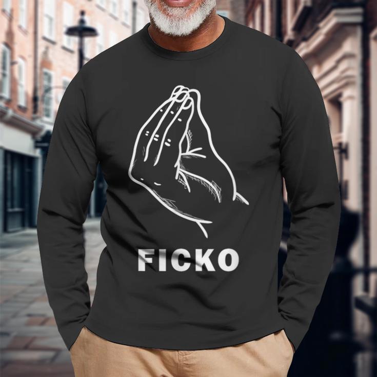 Ficko Hand Sign Gesture Football Fans Langarmshirts Geschenke für alte Männer