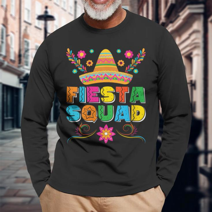 Fiesta Squad Cinco De Mayo Family Matching Mexican Sombrero Long Sleeve T-Shirt Gifts for Old Men