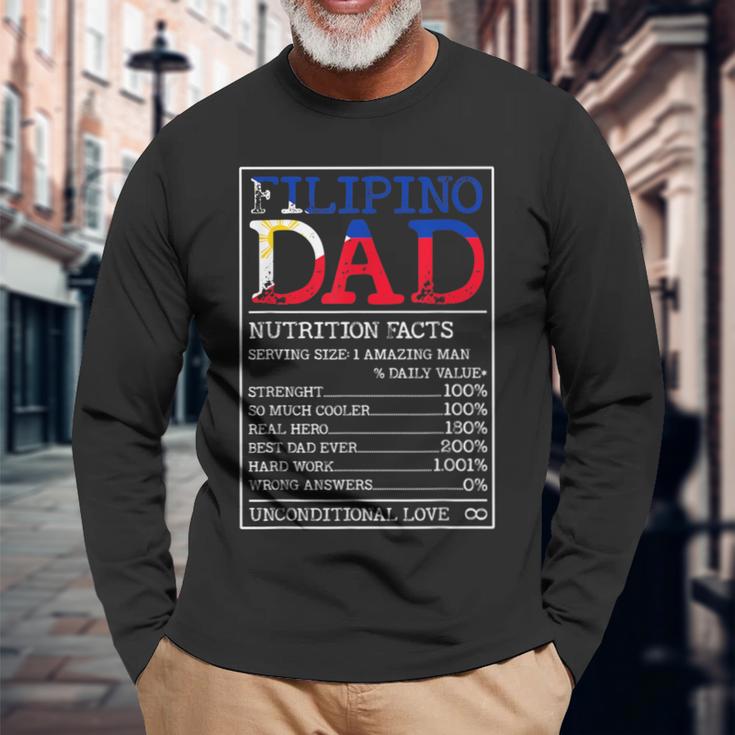 Filipino Dad Nutrition Facts Philippines Fathers Day A Long Sleeve T-Shirt Gifts for Old Men