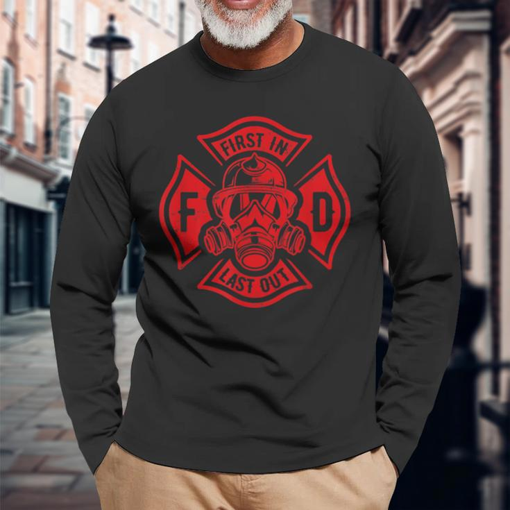 Fire Department Firefighter Fireman Fire Rescue Firefighting Long Sleeve T-Shirt Gifts for Old Men